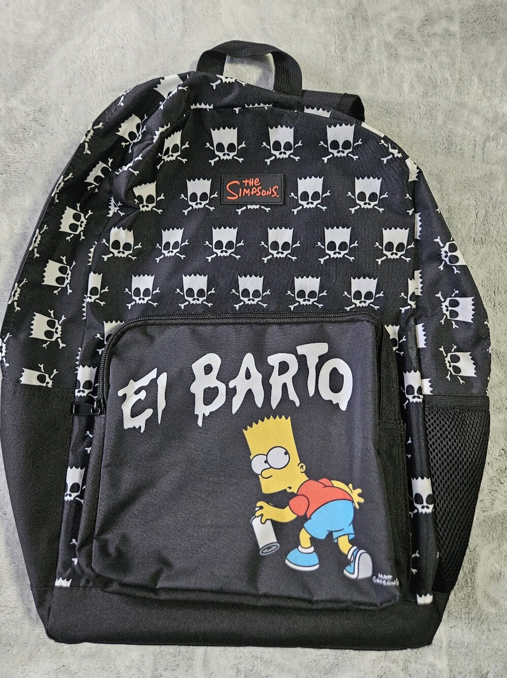 The Simpsons El Barto Bart Skull Black Backpack Goth Punk School Bag